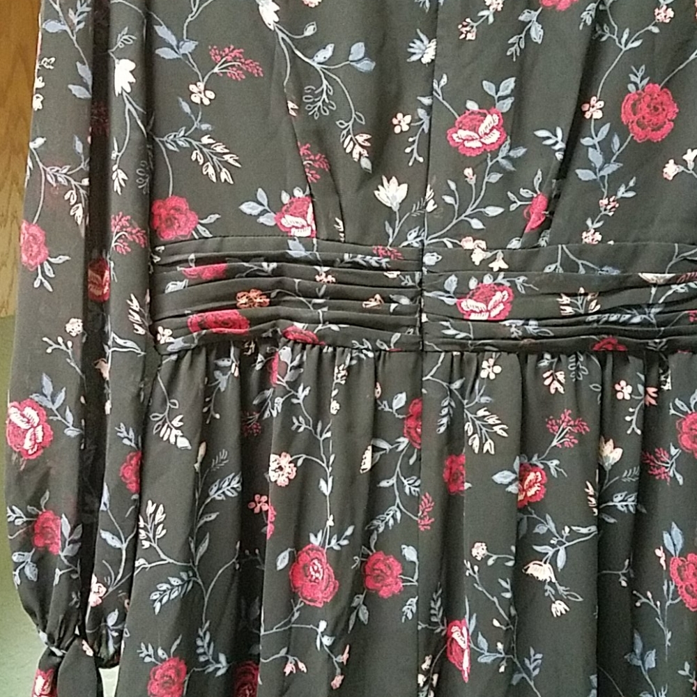 NWOT Gal Meets Glam Floral Black Cherry Midi Dress - Picture 7 of 14